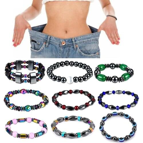 Body Slimming Weight Loss Anti-Fatigue Healing Bracelet Hematite Beads Stretch Bracelet Magnetic Therapy Bead Slim For Men Women