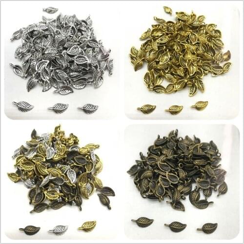 60pcs 8x15mm Alloy Beads Cap Ancient Bronze Charms Leaves Shape Pendant Charms For Jewelry Making DIY Accessories