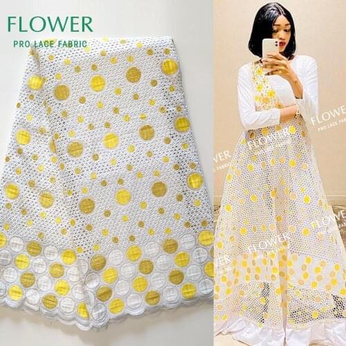 Dry Laces 2020 High Qulaity African Swiss Voile Lace In Switzerland Yellow Nigerian Senegal 100% Cotton Wedding Prom Dry Lace