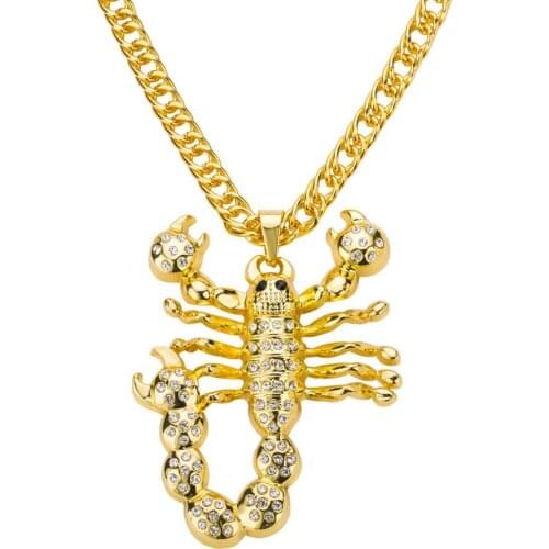 Fashion Animal Crystal Scorpion Necklace Hip Hop Punk Rock Pendant Necklace Brand Street Dance Clavicle Chain Chokers Necklace