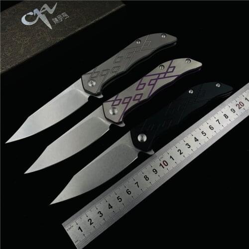 Ch original bearing small folding knife D2 steel titanium alloy handle outdoor folding knife field survival tool small knife