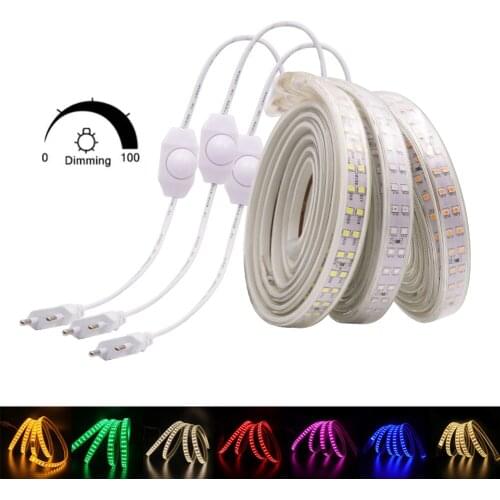 Dimmerable LED Strip EU 220V IP67 Waterproof Flexible LED Light Blue Pink Red Green White 180leds/m 2835 LED Strip Light