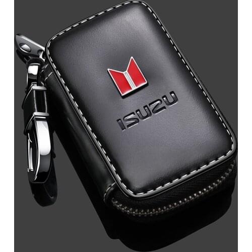 Leather Car Key Cover Case Remote Protective Shell For Isuzu D-Max DMAX MUX Pickup Trooper Key Case key chain keyrings key cover