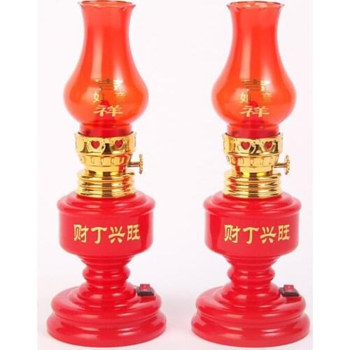 Red happily married bedroom lamp bedside lamp battery LED retro wedding products statues Home wedding