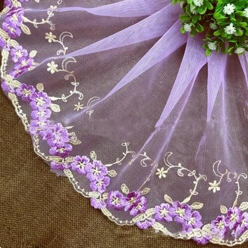30Yards 22cm 17cm 13cm Blue Red Purple Pink Lace Fabric Embroidered Mesh Underwear Trim DIY Bra Decoration