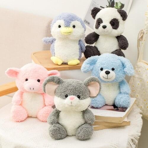 Sitting Height 22 Cm Cute Panda Doll Penguin Plush Toy Puppy Pig Doll Super Cute Christmas Gift Free Shipping