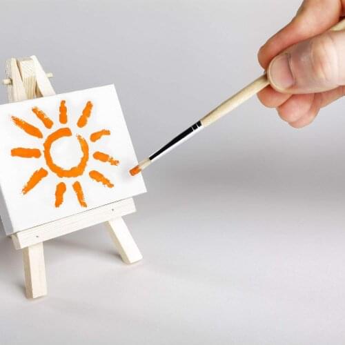 3 by 3 Inch Mini Canvas Panels Combined with 5 Inch Tiny Wood Easels Set for Paintings Craft Small Acrylics Oil Projects*12