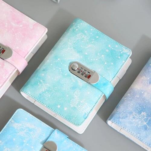 Girls'handbook Multifunctional With Lock Diary Creative Encrypted Notebook Illustration Hand Painting