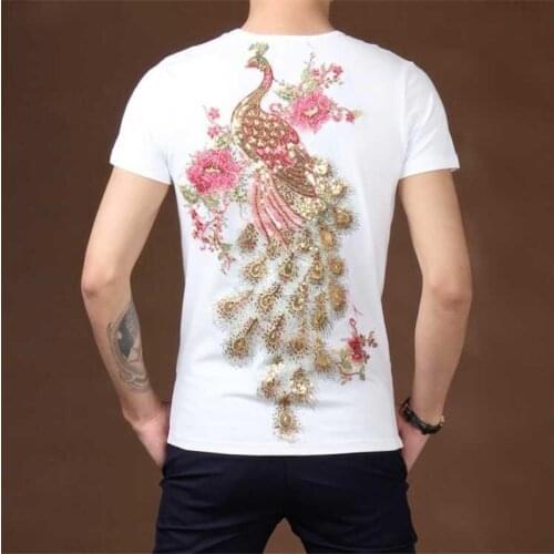 Fashion Mens Phoenix Embroidery Mens Casual Slim High Quality 100% Cotton Round Neck Short Sleeve T-shirt00
