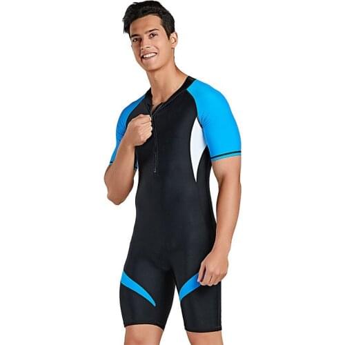 One-piece Lycra Wetsuit for Men Front Zip Shorty Scuba Rash Guard Swimsuit Jumpsuit Surfing Swimming Scuba Diving Skin