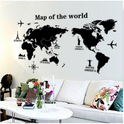 60cm X 90cm Wall Sticker World Map For House Living Room Decoration Decal Stickers Bedroom Decor Wall Stickers Wallpaper Mural
