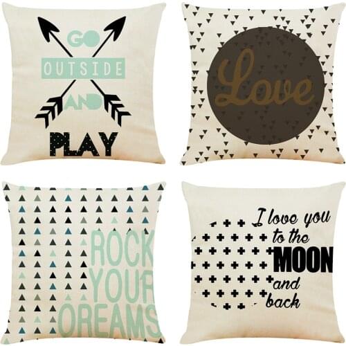 Valentines Day Love Heart Cushion Cover Decorative Pillows Cartoon Seat Cushions Home Decor Flax Throw Pillow Sofa Pillowcase