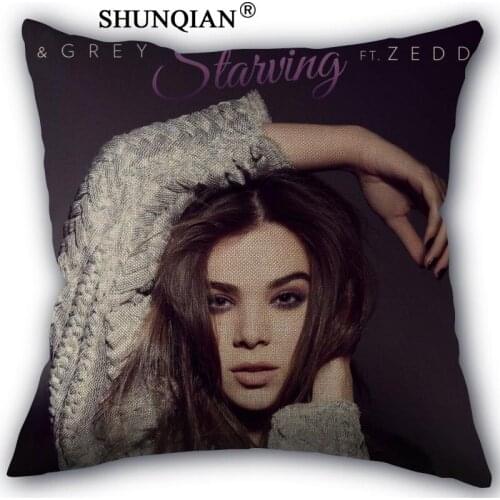 Hailee steinfeld Pillowcase Cotton Linen Square Zippered Pillow Cover Unique Design Customize Your Picture 45x45cm one side
