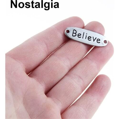 Nostalgia 10pcs Inspirational Word Engraved Metal Believe Connector Charms For Bracelet Making