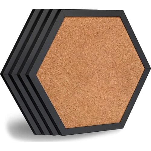 NEW-4 Packs Cork Board Pin Board, Cork Boards for Walls with Frame, Decorative Black Bulletin Board for Office, School