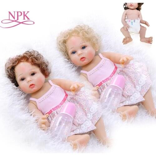 NPK 47cm curly hair in two colors popular full body soft silicone bebe doll reborn baby girl neborn baby