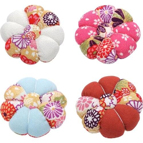 Wrist Pin Cushion Printed Pumpkin Wrist Band Pin Cushions Wearable Needle Pincushions for Sewing (Flower Pattern )