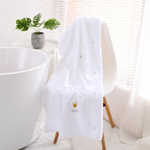 70*140cm 100% Cotton Bath Towels Absorbent Towels Crown Embroidered Household Face Towel for Couple RectangleTowels for Bathroom