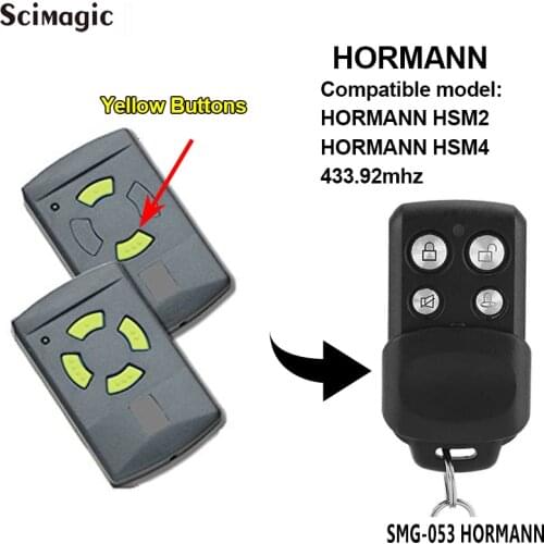 HORMANN HSM2 HSM4 Remote Control 433.92MHz HORMANN Yellow button Transmitter Garage Command Gate Door Opener Key Fob