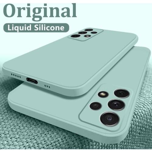 Luxury Original Square Liquid Silicone Phone Case For Samsung Galaxy A52 A72 A32 5G Shockproof Thin Soft Back Cover Candy Case