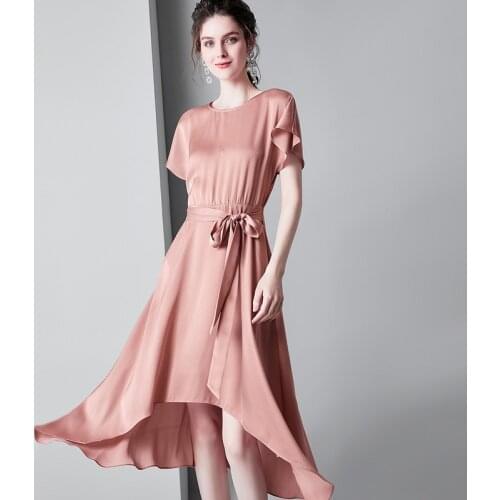 Pink silk satin maxi dress women robe femme 2020 summer long work boho beach office sexy party luxury dresses plus size