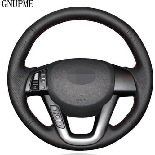 Hand-stitched DIY Black Artificial Leather Car Steering Wheel Cover For Kia K5 Optima 2008 2009 2010 2011 2012 2013