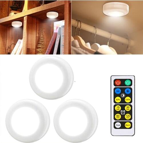 Cabinet Light Wireless Dimmable Touch Sensor LED Night Lamps Battery Powered Remote Control Suitable for Kitchen Stair Wardrobe