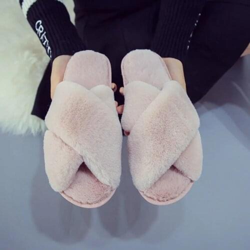 New Fashion Household Fur Slippers Women Winter Warm Non-Slip Flat-Bottom Slippers Deodorant Fur Comfortable Slippers Ladies