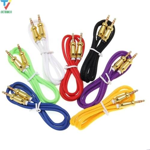 AUX Gourd Style Textile Durable 3.5mm Male To Male Audio Cable Plug Audio Cable for Mp3 Speaker Palyer 100pcs/lot