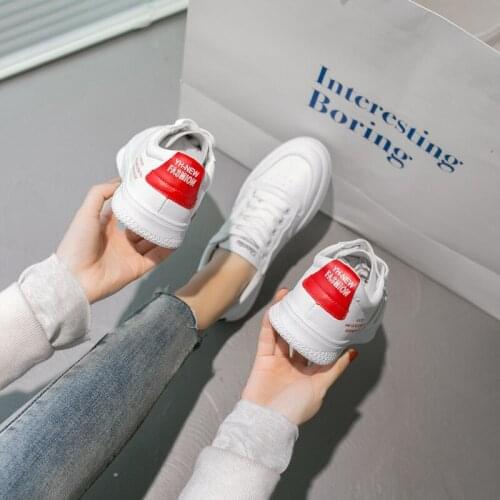 YSHUNIJ Shoes 2021 New Korean Version of Lace-up Ins Tide Online Celebrity Student Sports Shoes Womens Casual White Shoes