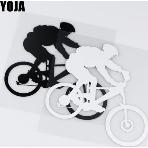 YOJA 15.3X15CM Biker Bicycle Cyclist Vinyl Car Sticker Decal Funny Cartoon Decor ZT2-0042