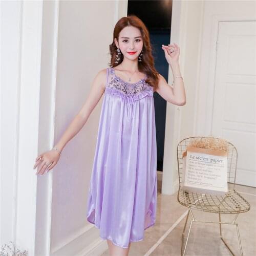 XXXXL NEW Summer Ice Silk Nightgown Female Home Service Loose Plus Size Comfort Imitation Silk Sexy Pregnant Woman Nightdress