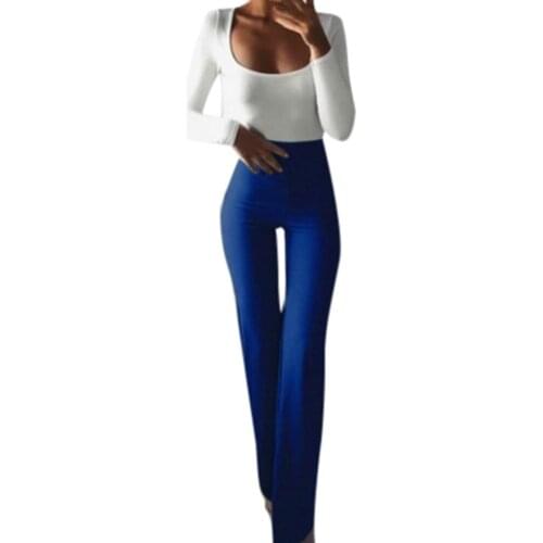 Retro Trousers Women Solid Sexy Elasticity Leggings Solid High Waist Flare Wide Leg Pants Plus Size Pantalones Ladies Bottoms