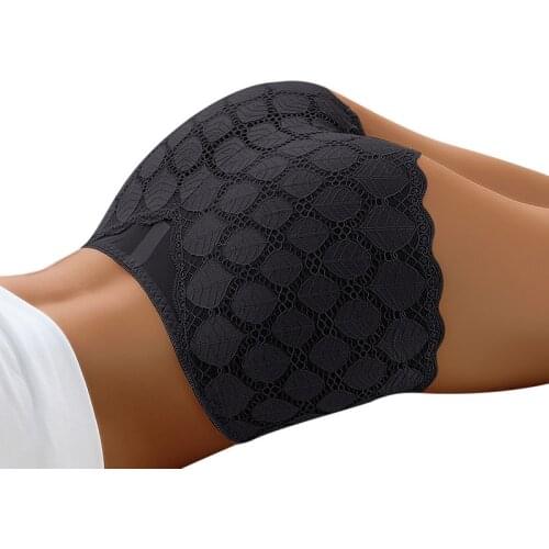 Womens Underwear Panties Sexy Lace panties Lingerie High Fit Female Boyshort High Waist Briefs Rhombus Mesh Underpant Plus Size