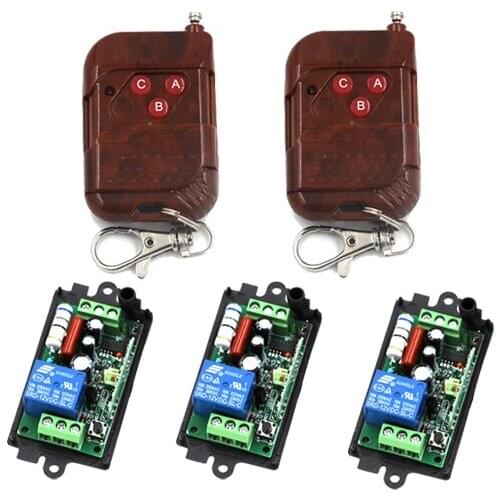 110V 220V 10A RF Wireless Remote Control Switch 2Transmitter&3Receiver 1CH for Light Lamp Control Toggle Momentary SKU: 5423