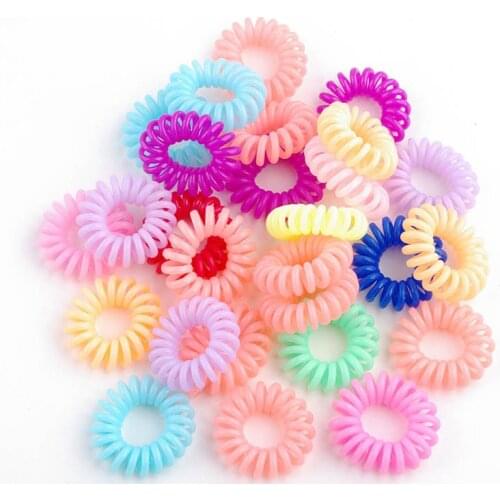 20 pcs/lot Novelty Cute Candy Color Small Telephone Line Gum Hair Headbands children Environmental hair accessory