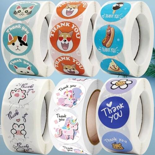 24Types Kid Cartoon Thank You Stickers for Children Gift Card Envelopes Seal Birthday Party Favors Teaher Reward Encouragement