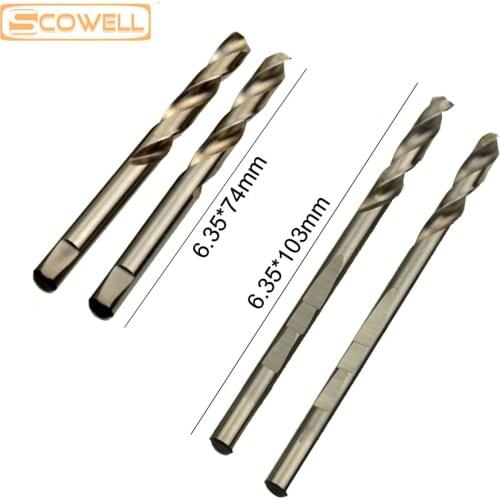 50%OFF Free Shipping:6.35*103mm/ 6.35*74mm 10pcs Milled Shank Arbor Pilot Center Drill Bit for Hole Saw Drilling Metal & Wood