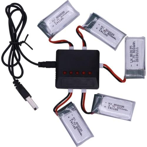 3.7V 400mah Lipo Battery and usb charger For H107 H31 KY101 E33C E33 U816A V252 H6C 25C RC Quadcopter 802035 Lipo Battery