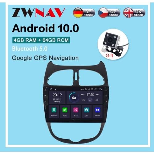 Android 10.0 4+64G Car Radio GPS Navigation for Peugeot 206 2000-2016 Multimedia Player Radio video stereo player head unit dsp