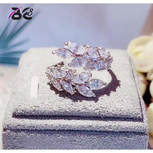 Be 8 Top New AAA Cubic Zirconia Olive Branch Shape Top Quality Clear Stone Finger Ring, Brilliant ,Party Accessories R150