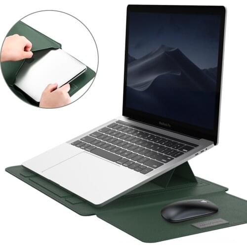 Laptop Sleeve Bag 4 in 1 Laptop Stand Case with Cable Strap & Mouse Pad Pouch for MacBook Air 13 Huawei Matebook 14 15 Cover