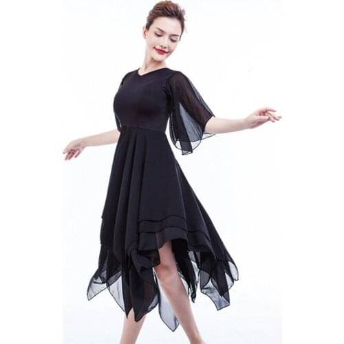 Cheap white sexy women modern costumes Chiffon modern ballroom dance dress