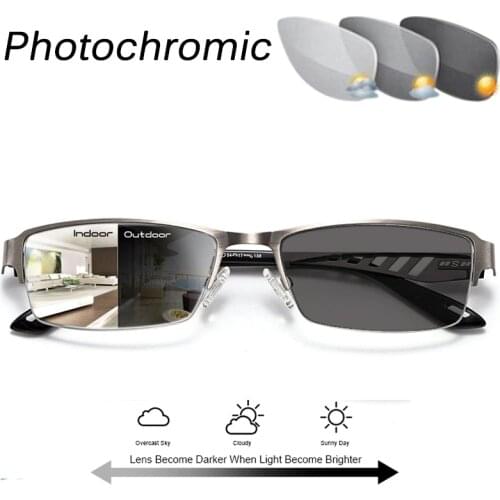 Transition Photochromic Half Frame Reading Glasses Men Women Anti Blue Ray Hyperopia Glasses Sun Outdoor Eyewear +1.0 To +6.0