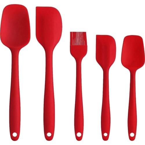 5pcs/Set Food Grade Silicone Scraper Spatula Cream Batter Mixing Tool Heat-Resistant Non-Stick Baking Gadget