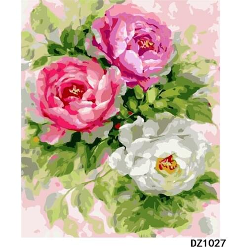 Peony China Rose Flower 50x65CM DIY Digital Painting By Numbers Modern Wall Art Canvas Painting Unique Gift Home Decor 40x50cm