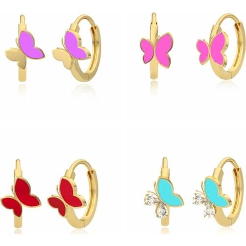 CANNER New Fashion Round Circle Huggie Ear rings For Women 2021 925 Sterling Silver Butterfly Engagement Gift Delicate joyero