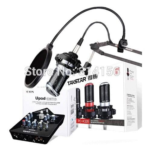 Takstar PC-K320 Microphone with ICON upod Nano Sound card for professional Broadcasting, PC recording, instrument recording