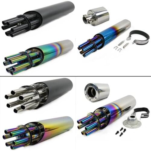 32MM Motorcycle Muffler Exfoliate Gatling Gun Style Stainless Steel Exhaust Pipe Fit for Street Bike ATV Scooter Dirt Pit Bike