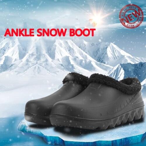 Autumn Large Size Men Shoes Winter Waterproof Car Wash Shoes Velvet Snow Boot Warm Non-slip Rubber Shoe Wear-resistant Chef Shoe